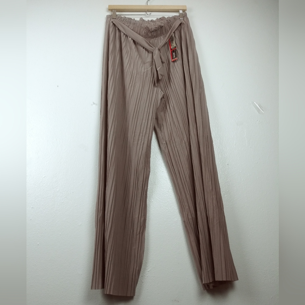 Flowy Pant Trouser Plus Size 3XL Light Taupe Semi Sheer Casual